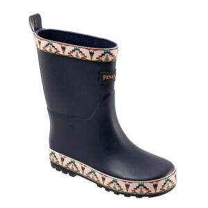 Pendleton Tuscan Mid Boot Navy Blue Patterned Trim Size 11/12 Toddler Rainboot